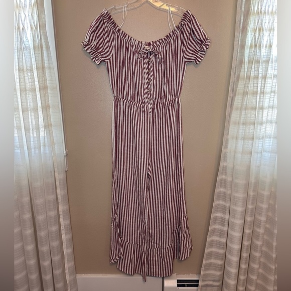 Sweet Lovely by Jen Women’s Striped Off The Shoulder Summer Jumpsuit Siz… - Picture 1 of 6